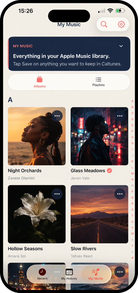 Saved albums in Caltunes My Music